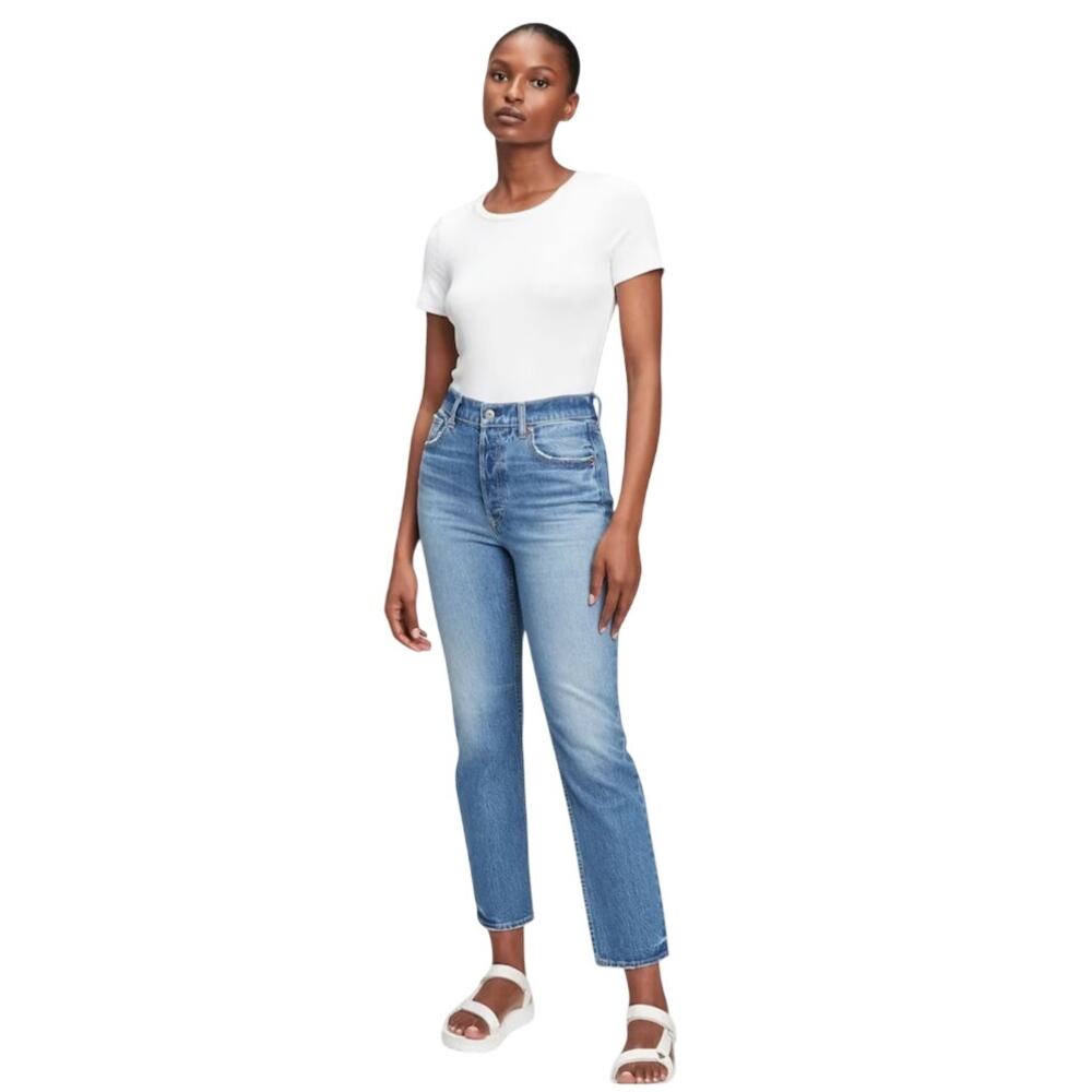NWT GAP High Waisted Cheeky Straight Ankle‎ Jeans Medium Faded Wash Size 00/24P